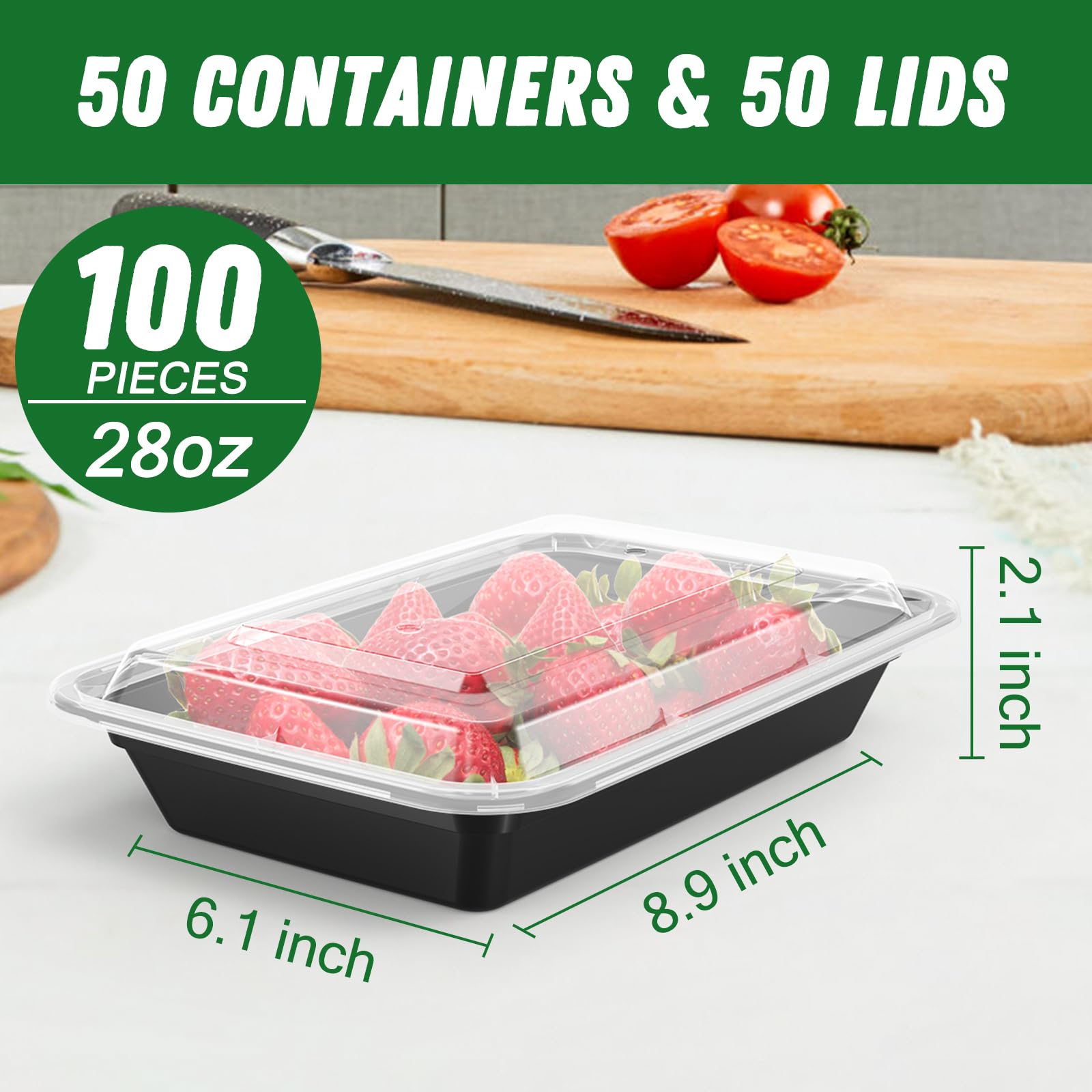 Foto 3 pulgar | Envases Dealusy Para Preparación De Comidas  50 Unidades  800 Ml  Reutilizables Con Tapas - Venta Internacional.