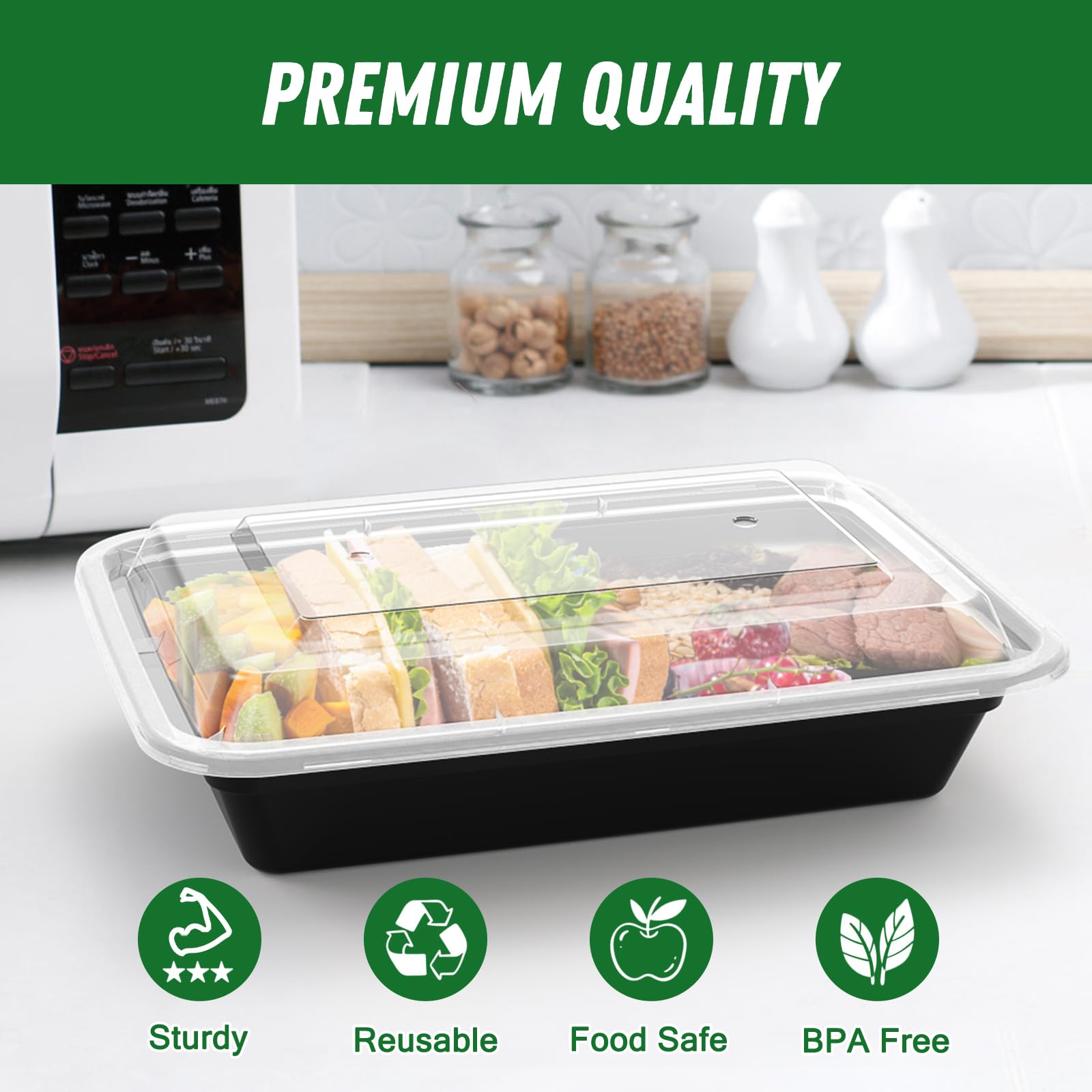 Foto 3 | Envases Dealusy Para Preparación De Comidas  50 Unidades  800 Ml  Reutilizables Con Tapas - Venta Internacional.