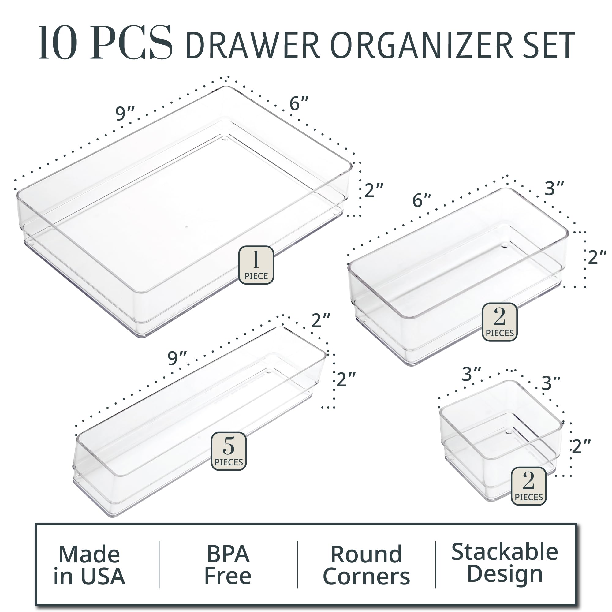 Foto 3 pulgar | Set Organizador De Cajones Stori Simplesort  10 Piezas  Plástico Transparente - Venta Internacional.
