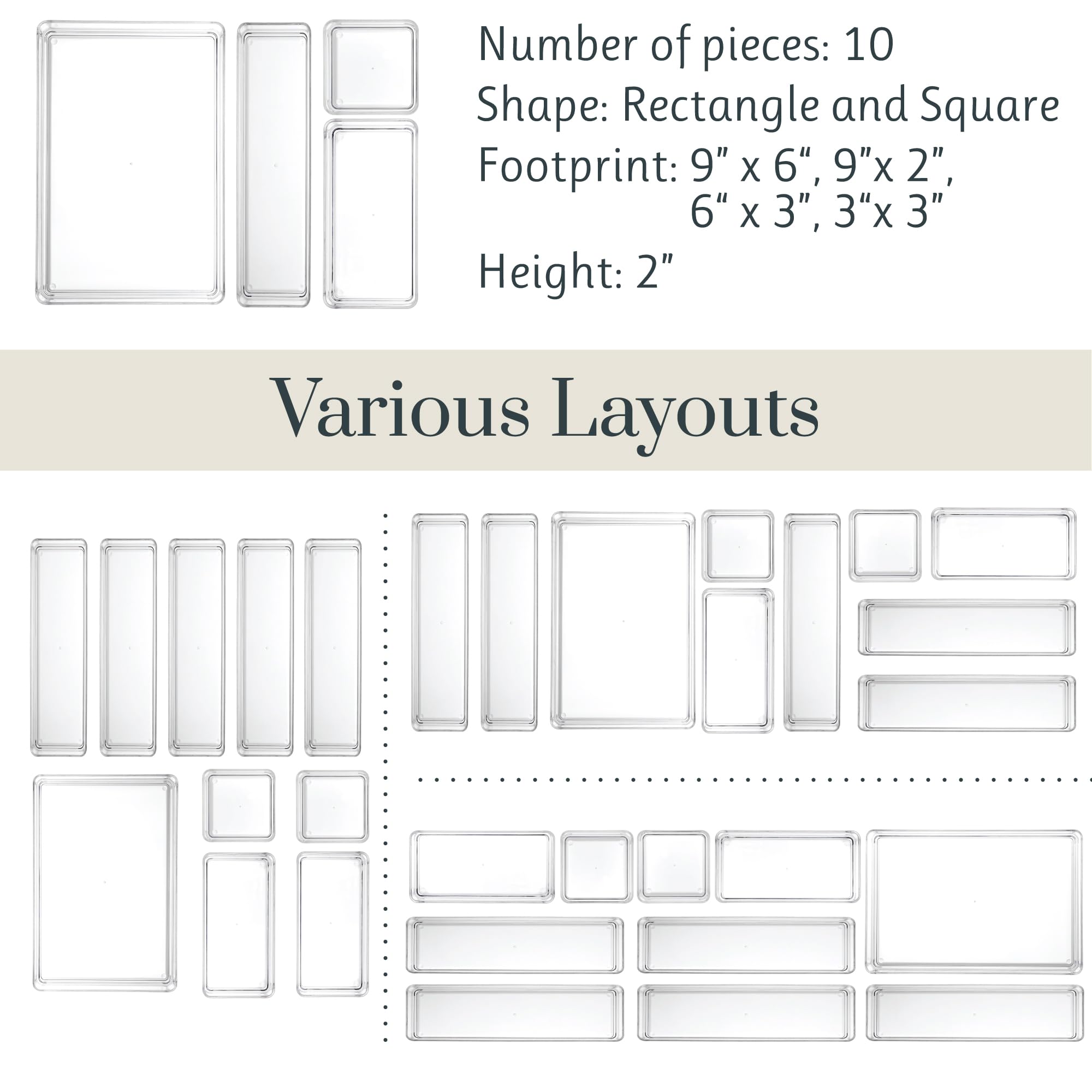 Foto 5 | Set Organizador De Cajones Stori Simplesort  10 Piezas  Plástico Transparente - Venta Internacional.