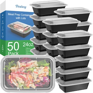 Foto 1 | Recipientes Para Preparación De Comidas Dealusy 24 Oz (700 Ml) Reutilizables 50 Unidades Con Tapas - Venta Inter