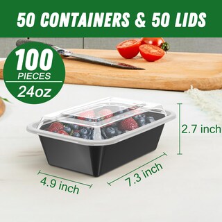 Foto 2 | Recipientes Para Preparación De Comidas Dealusy 24 Oz (700 Ml) Reutilizables 50 Unidades Con Tapas - Venta Inter