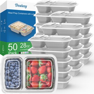 Foto 1 | Recipientes Dealusy Para Preparación De Comidas 28 Onzas 2 Compartimentos X 50 Con Tapas - Venta Internacional.
