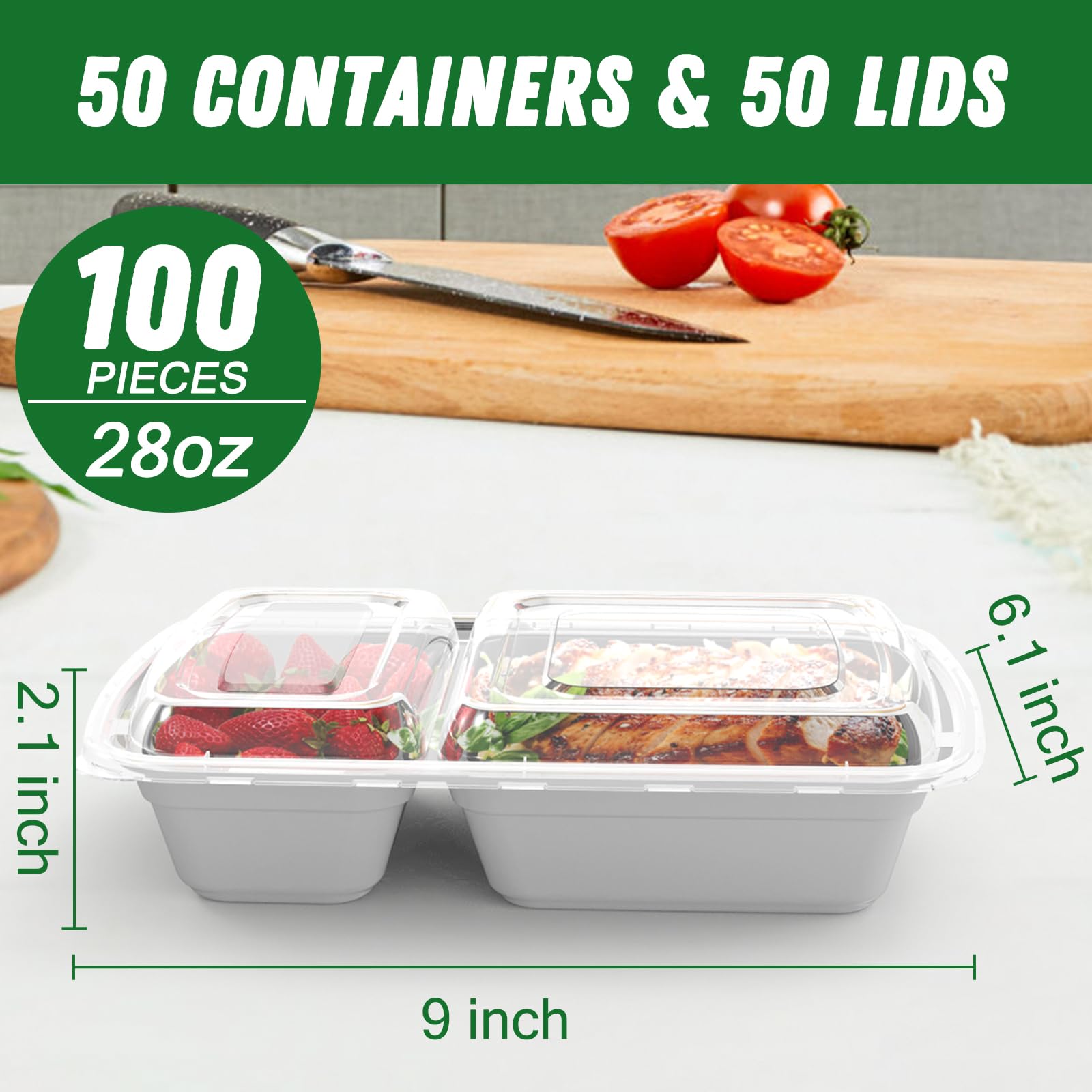 Foto 3 pulgar | Recipientes Dealusy Para Preparación De Comidas  28 Onzas  2 Compartimentos X 50 Con Tapas - Venta Internacional.