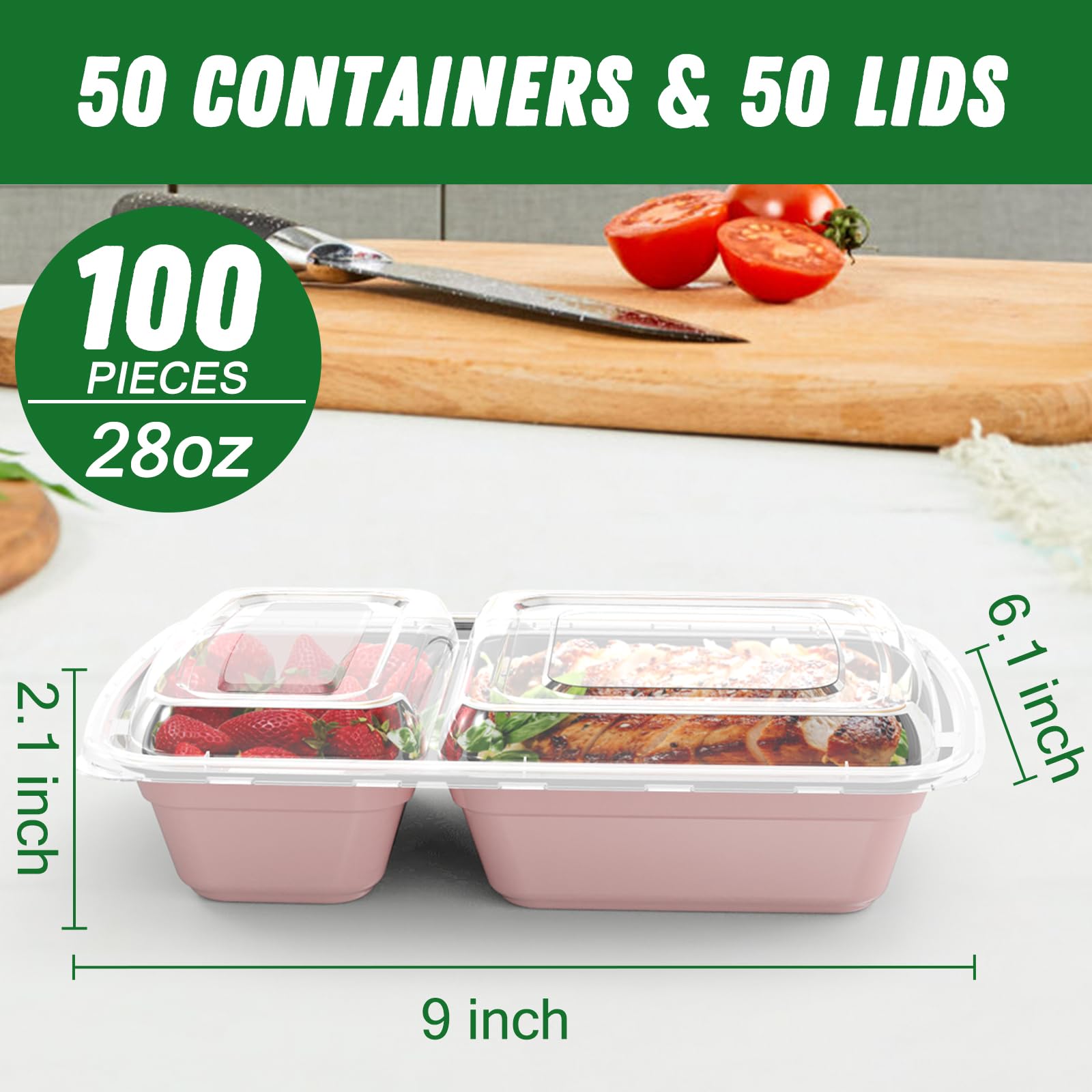 Foto 3 pulgar | Recipientes Dealusy Para Preparación De Comidas  28 Onzas  2 Compartimentos X 50 Con Tapas - Venta Internacional.