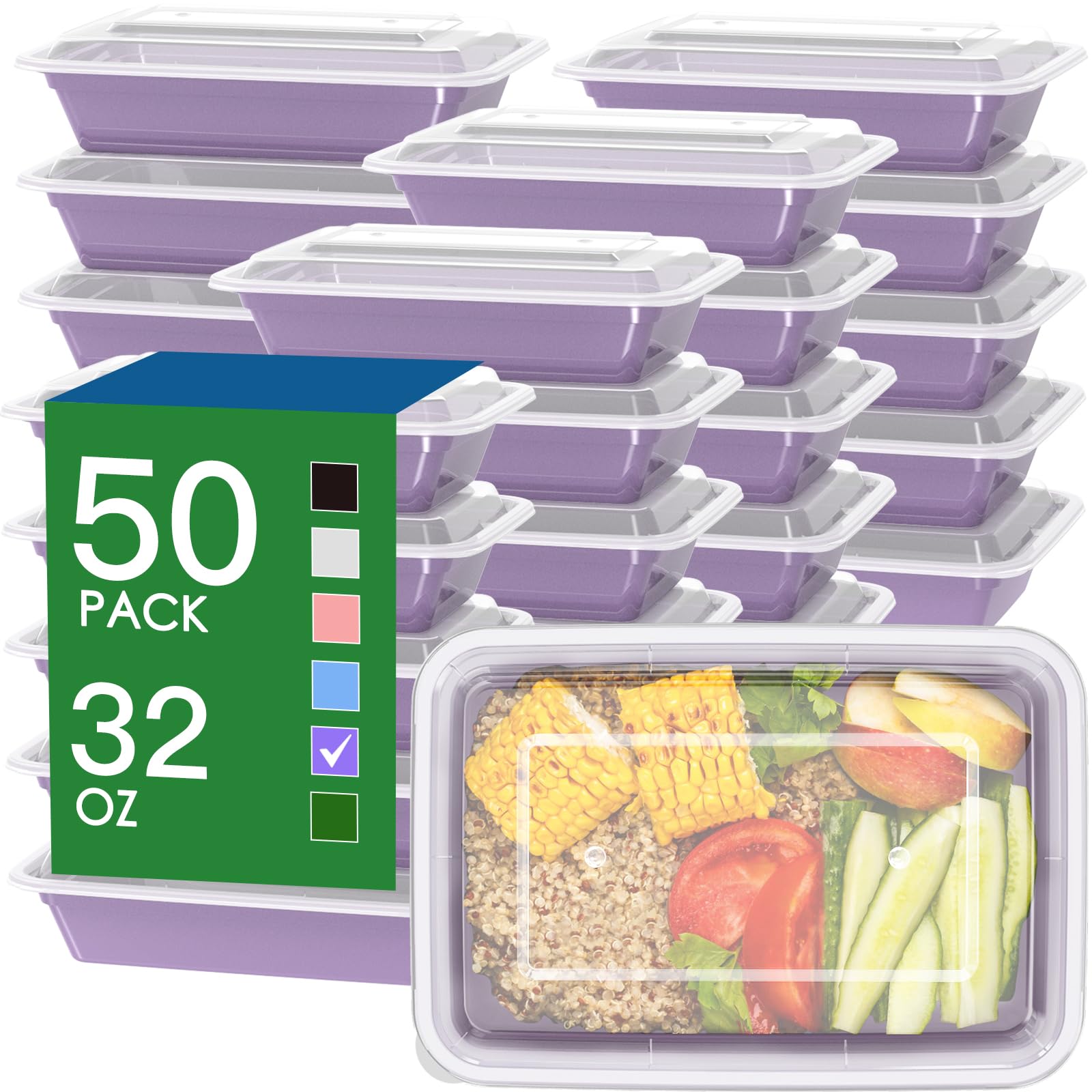 Foto 2 pulgar | Recipientes Dealusy Para Preparación De Comidas  32 Oz (paquete De 50)  Color Lila Con Tapas - Venta Internacional.