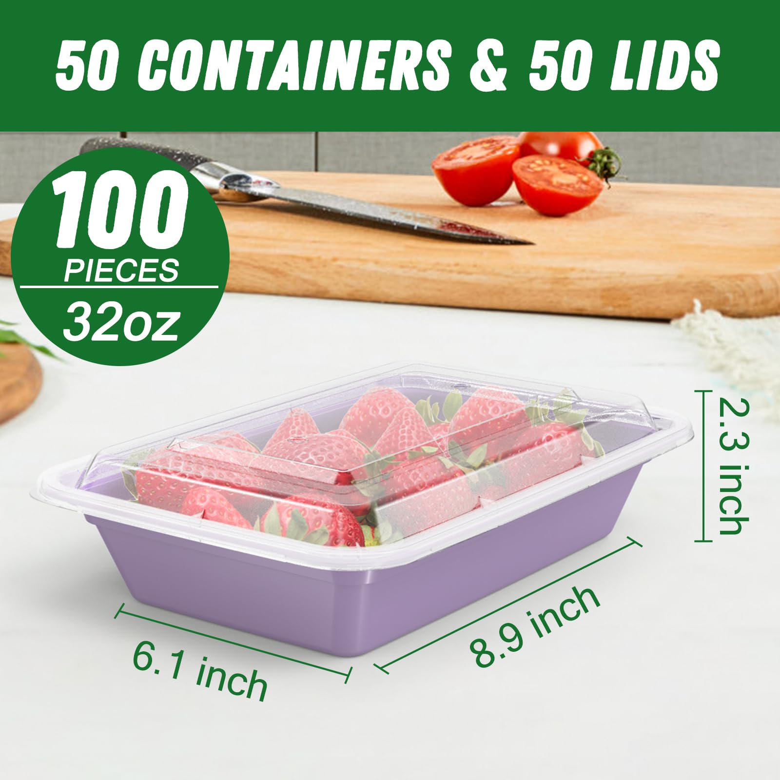 Foto 2 | Recipientes Dealusy Para Preparación De Comidas  32 Oz (paquete De 50)  Color Lila Con Tapas - Venta Internacional.