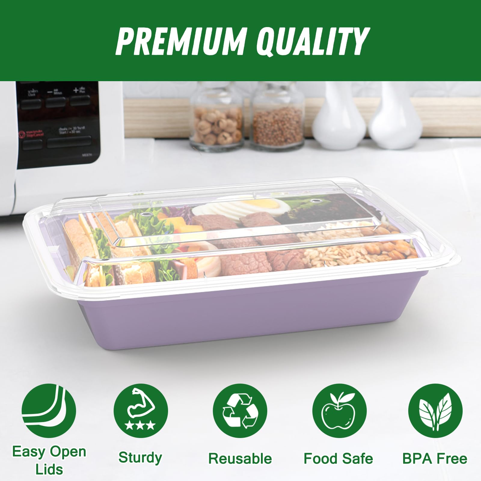 Foto 3 | Recipientes Dealusy Para Preparación De Comidas  32 Oz (paquete De 50)  Color Lila Con Tapas - Venta Internacional.