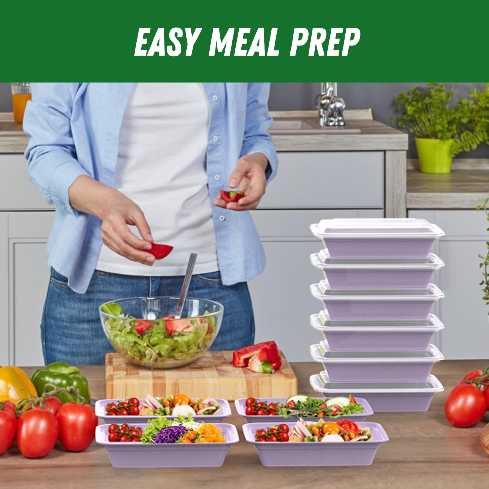 Foto 6 | Recipientes Dealusy Para Preparación De Comidas  32 Oz (paquete De 50)  Color Lila Con Tapas - Venta Internacional.