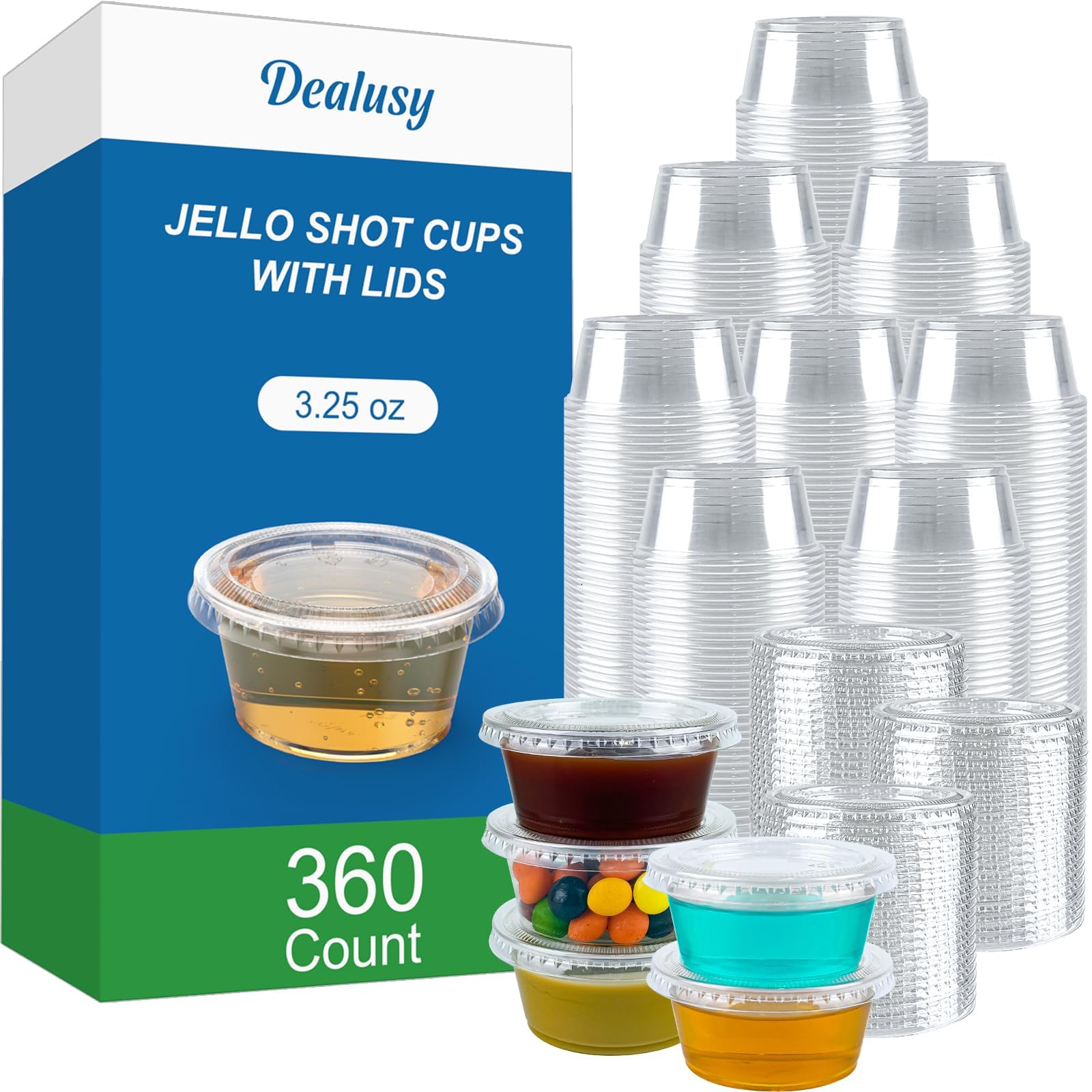 Foto 2 pulgar | Juego De Vasos Jello Shot Cups Dealusy 360 De 100 Ml Con Tapa  Aptos Para Alimentos - Venta Internacional.