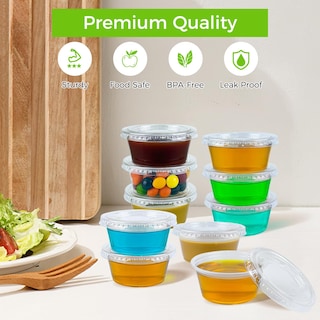 Foto 3 | Juego De Vasos Jello Shot Cups Dealusy 360 De 100 Ml Con Tapa Aptos Para Alimentos - Venta Internacional.