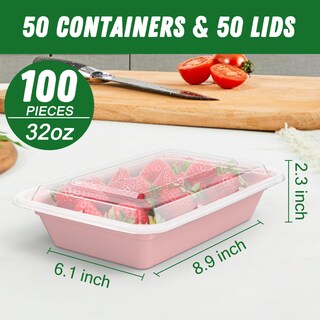 Foto 2 | Recipientes Dealusy Para Preparación De Comidas 32 Oz (paquete De 50) Con Tapas Fáciles De Abrir - Venta Internaciona