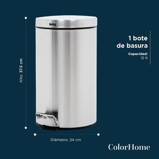 Foto 6 | ''bote De Basura Metalico Acero Inox Con Pedal Cocina 12l Gris ''