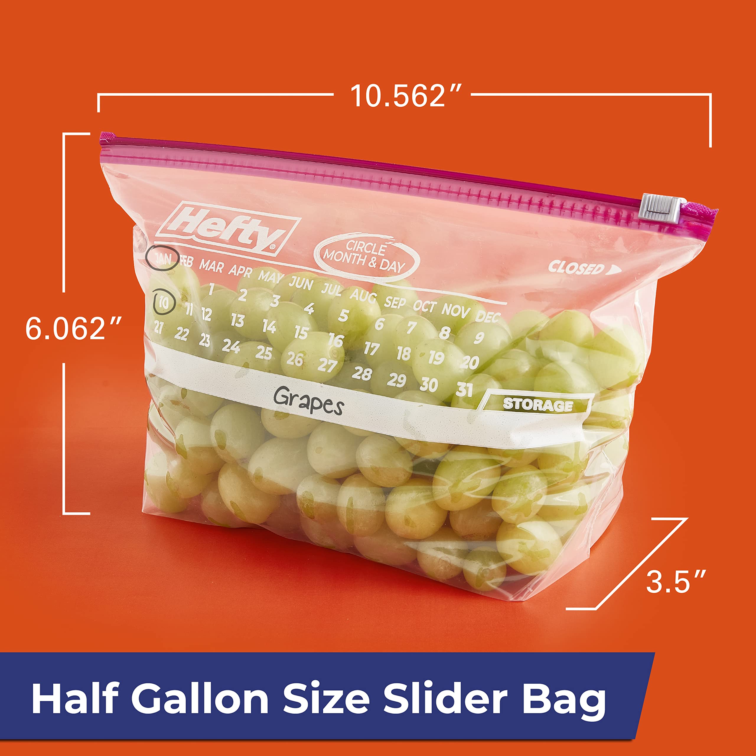 Foto 3 pulgar | Bolsas De Almacenamiento Hefty Slider Calendar De Medio Galón  128 Unidades - Venta Internacional.
