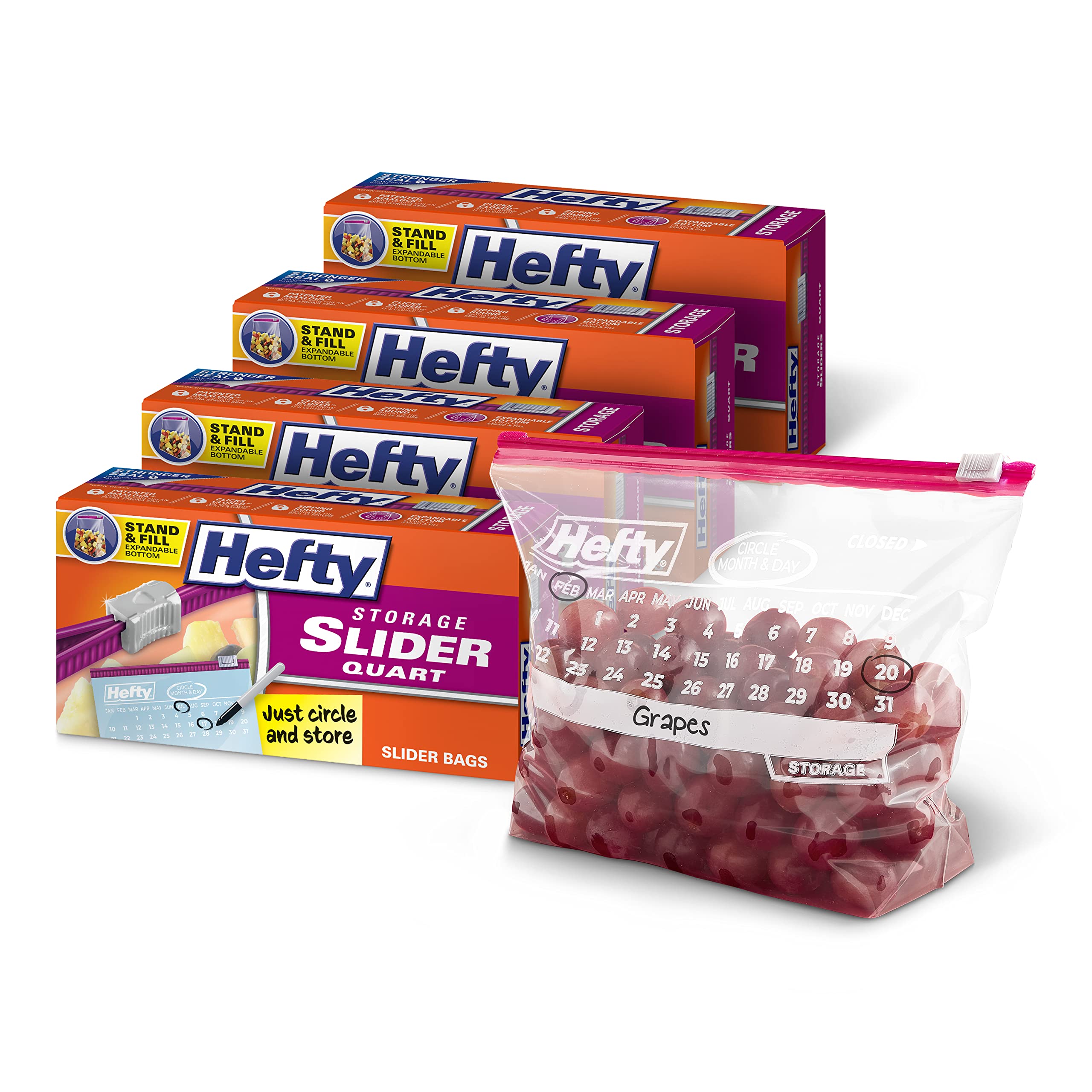 Foto 2 pulgar | Bolsas De Almacenamiento Hefty Slider Para Calendario  Tamaño Cuarto De Galón  160 Unidades - Venta Internacional.