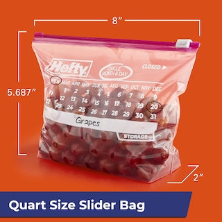 Foto 2 | Bolsas De Almacenamiento Hefty Slider Para Calendario Tamaño Cuarto De Galón 160 Unidades - Venta Internacional.