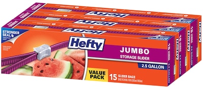 Foto 1 | Bolsas De Almacenamiento Hefty Slider Jumbo 9 5 L 15 Unidades (paquete De 3) - Venta Internacional.