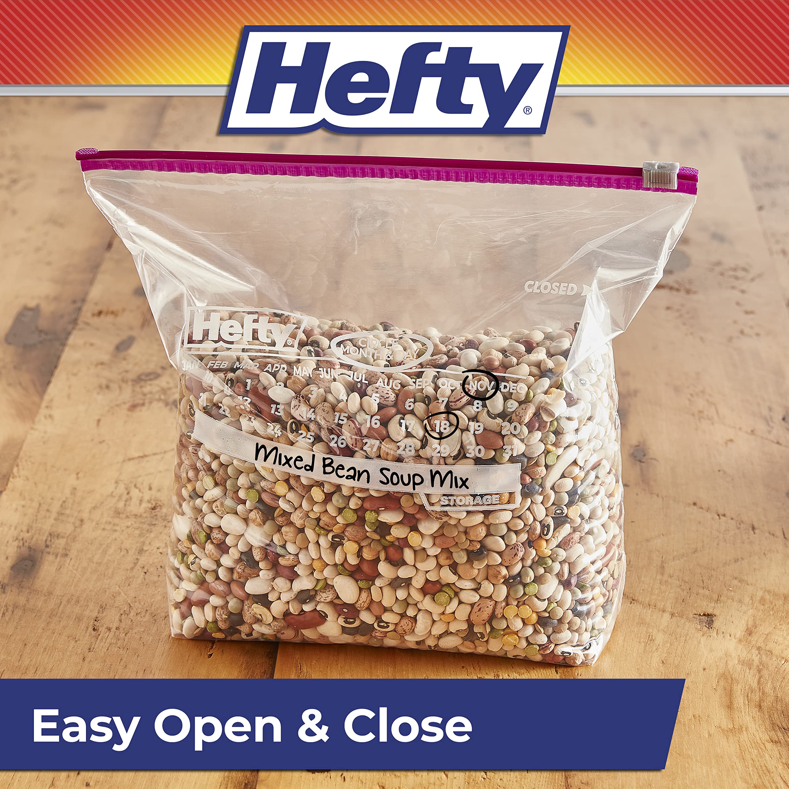 Foto 8 pulgar | Bolsas De Almacenamiento Hefty Slider Calendar  Tamaño Galón  120 Unidades - Venta Internacional.