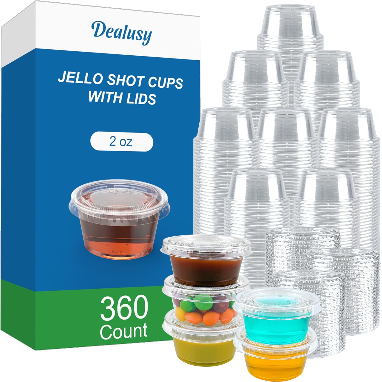 Foto 2 pulgar | Juego De Vasos Jello Shot Cups Dealusy 360 De 60 Ml Con Tapas De Plástico Aptas Para Alimentos - Venta Internacional.
