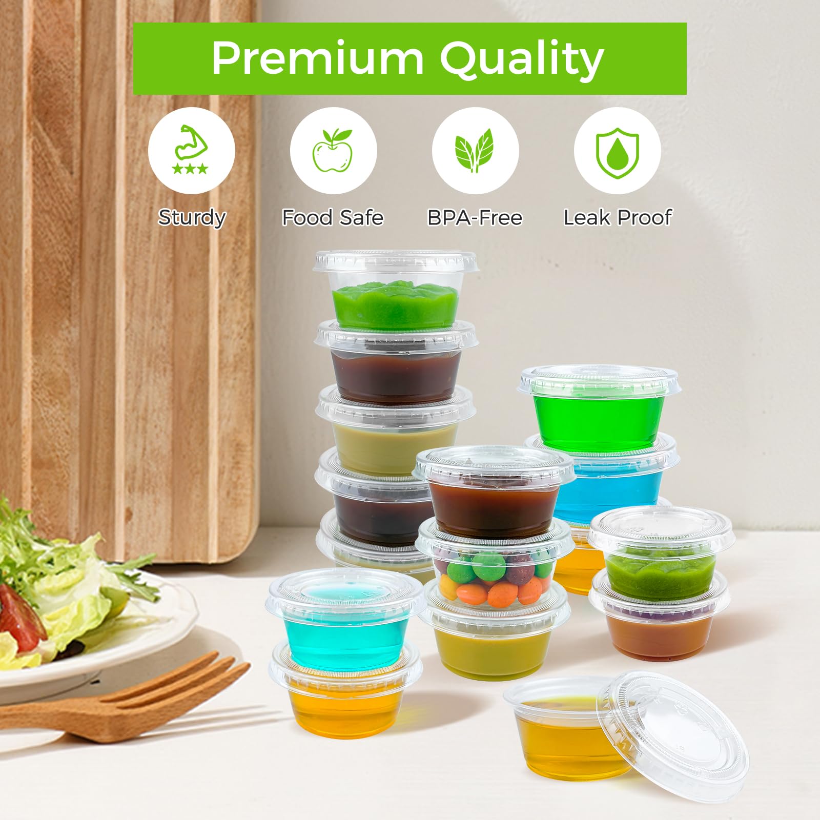 Foto 4 pulgar | Juego De Vasos Jello Shot Cups Dealusy 360 De 60 Ml Con Tapas De Plástico Aptas Para Alimentos - Venta Internacional.