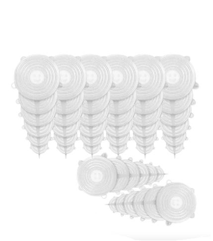 Tapas Reutilizables Herméticas Silicona Flexible 48 Piezas