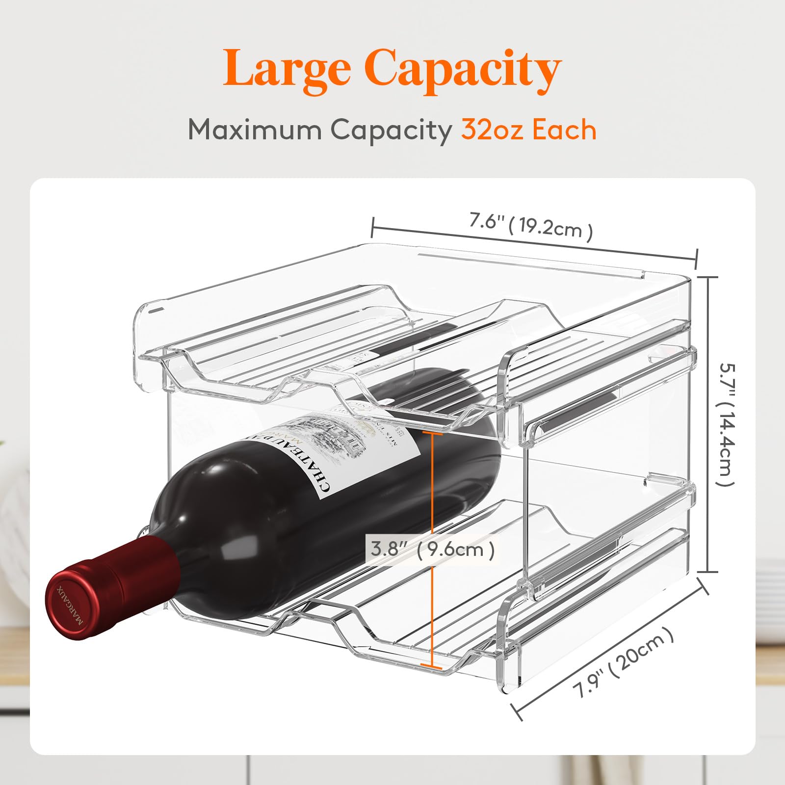 Foto 4 | Botellero Lifewit De Plástico Apilable Para Nevera, 4 Botellas - Venta Internacional.