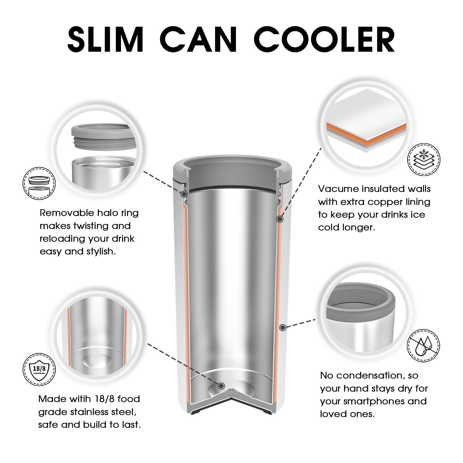 Foto 3 pulgar | Can Cooler Tiluck Skinny For Slim Beer & Hard Seltzer, 355 Ml - Venta Internacional.