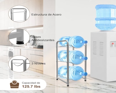 Foto 4 | Estantería Para Garrafones Mu:4life Mu-ptg-2-g Gris Con Estructura De Acero Resistente Y Desmontable Para 3 Botellas