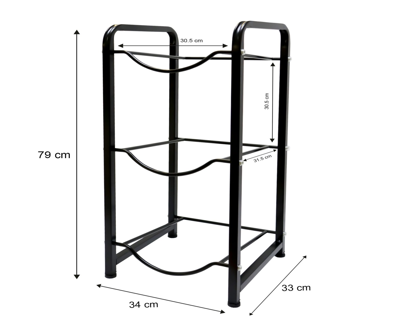 Foto 4 pulgar | Estantería Para Garrafones Mu:4life Mu-ptg-2-n Negro Con Estructura De Acero Resistente Y Desmontable Para 3 Botellas