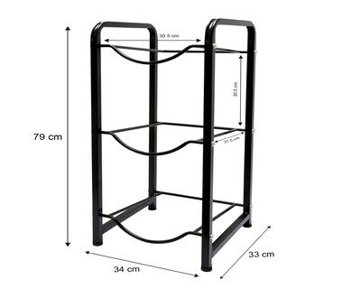 Foto 3 | Estantería Para Garrafones Mu:4life Mu-ptg-2-n Negro Con Estructura De Acero Resistente Y Desmontable Para 3 Botellas