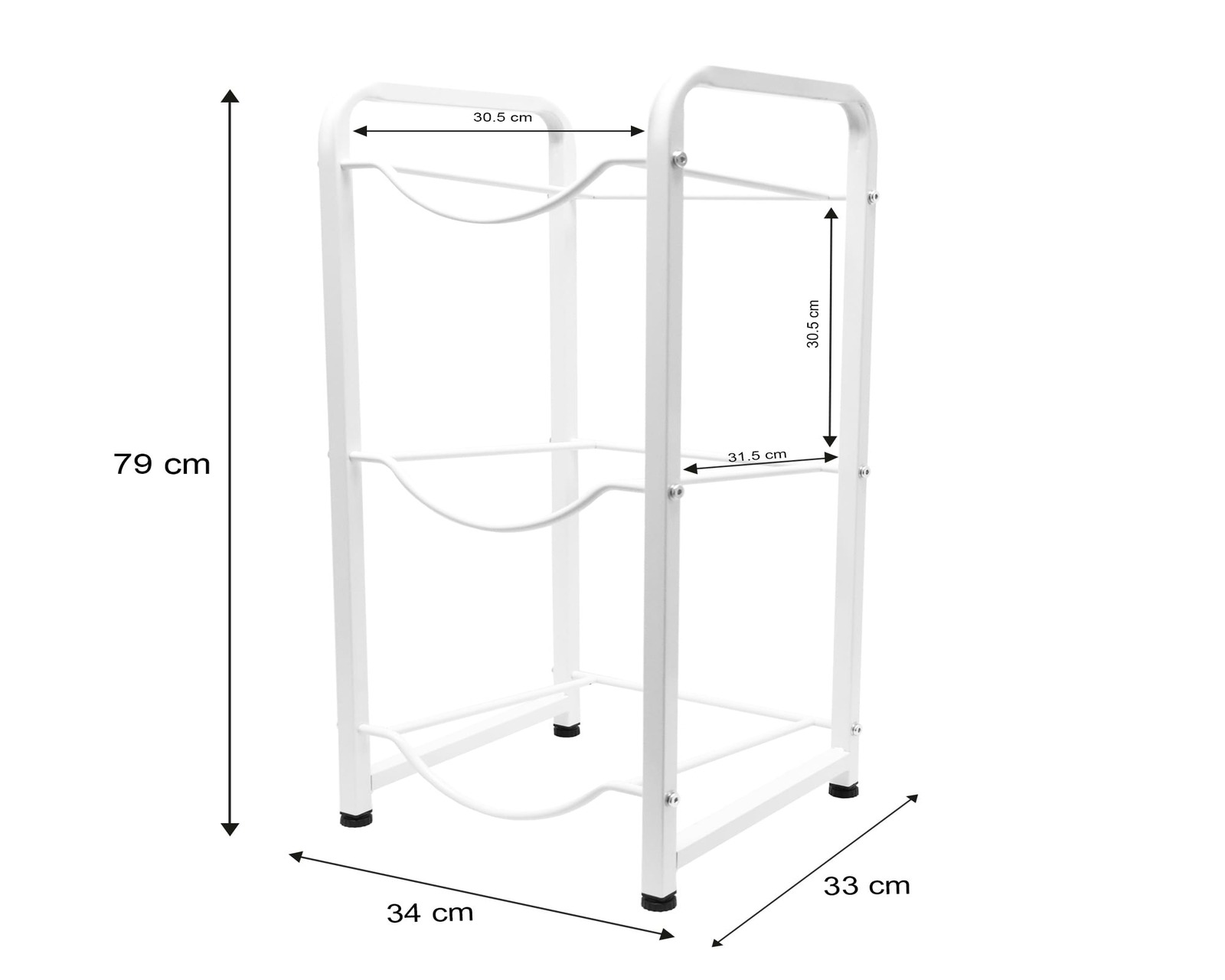 Foto 3 | Estantería Para Garrafones Mu:4life Mu-ptg-2-b Blanco Con Estructura De Acero Resistente Y Desmontable Para 3 Botellas