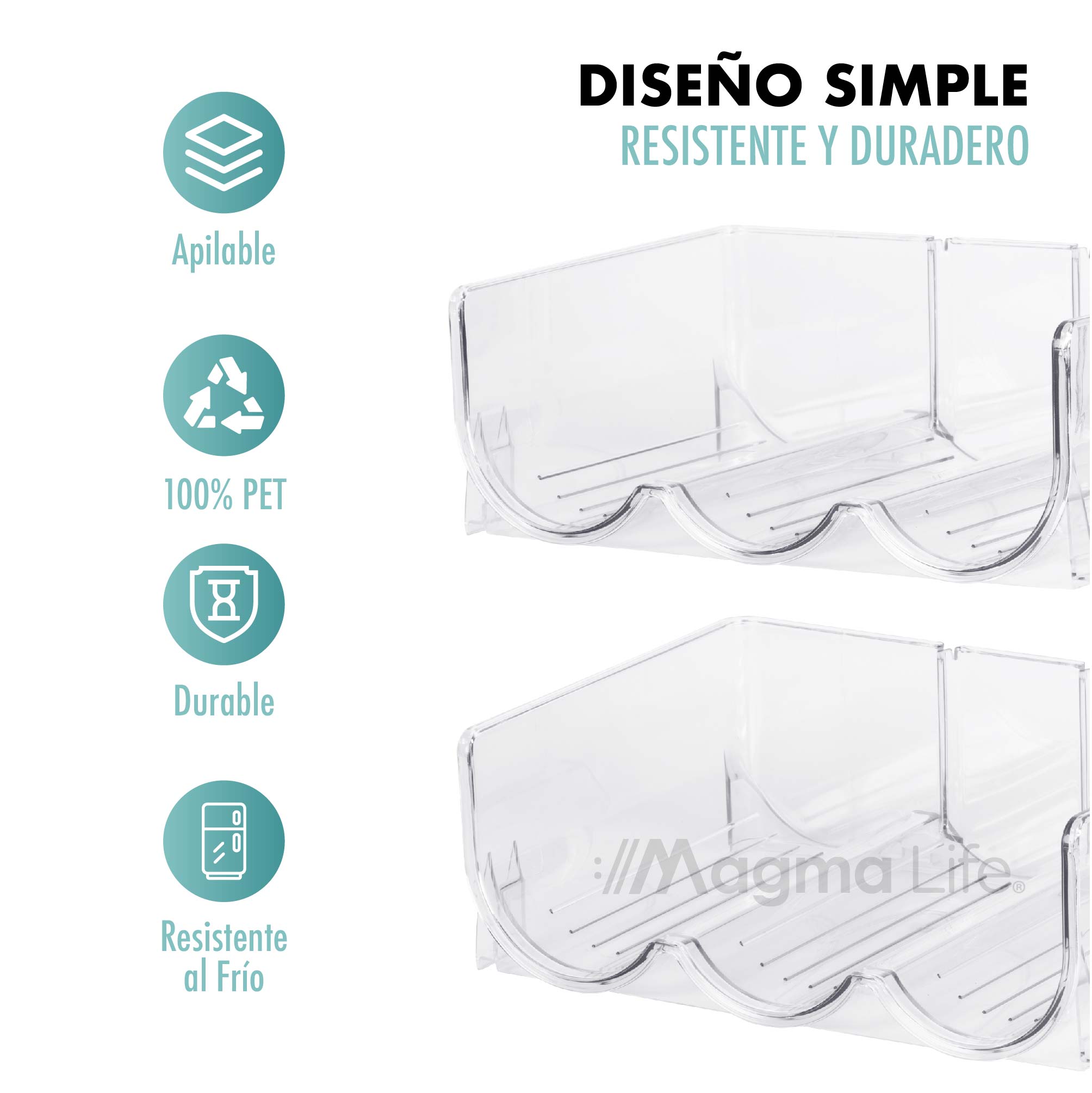 Foto 3 pulgar | Magma Life Organizador Acrílico Apilable Para 12 Botellas  Ideal Para Refrigerador O Alacena