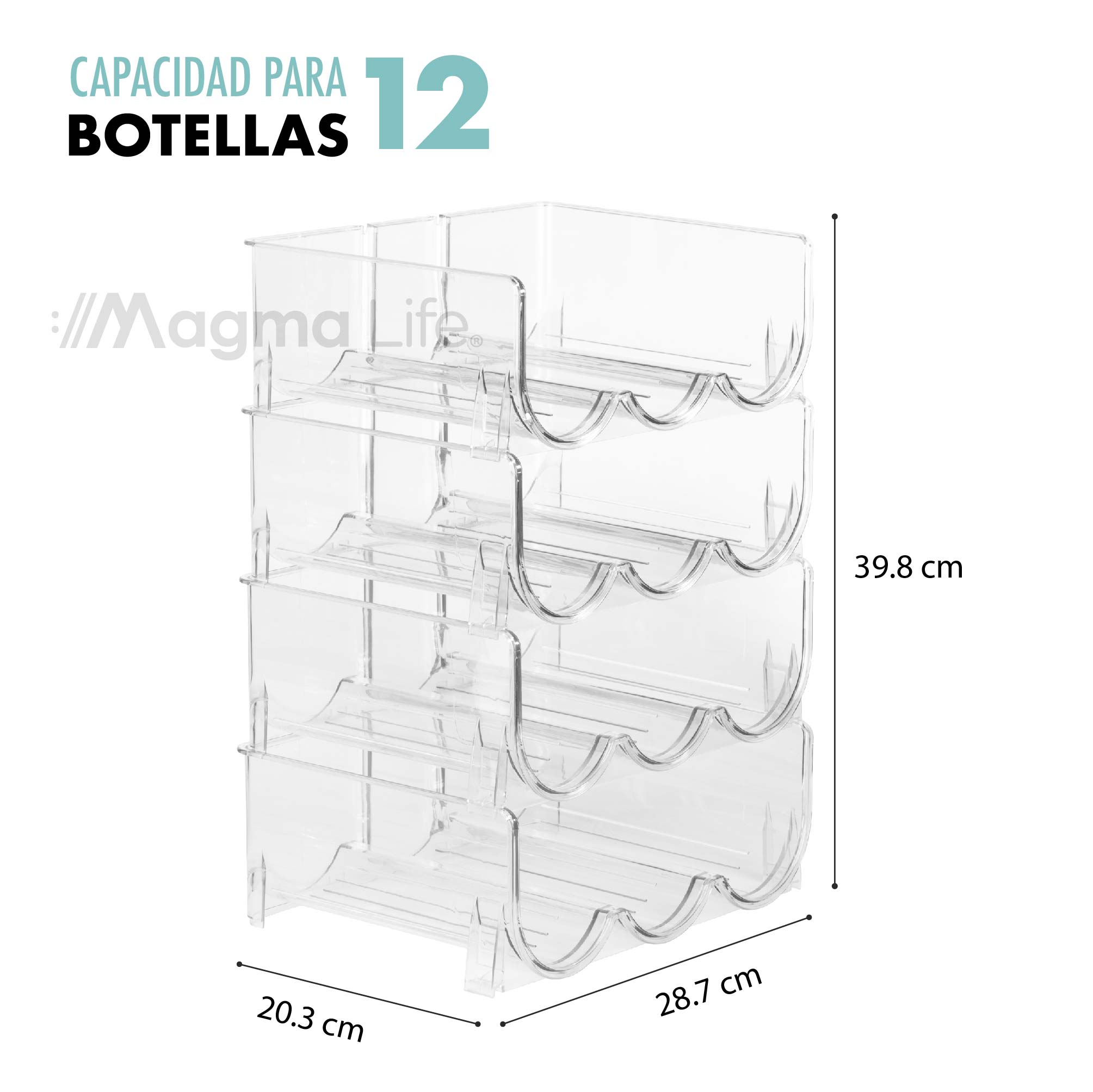 Foto 4 pulgar | Magma Life Organizador Acrílico Apilable Para 12 Botellas  Ideal Para Refrigerador O Alacena