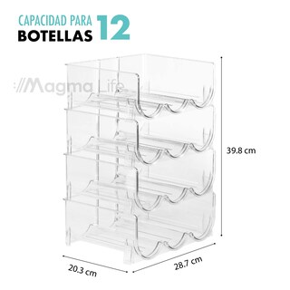 Foto 3 | Magma Life Organizador Acrílico Apilable Para 12 Botellas Ideal Para Refrigerador O Alacena