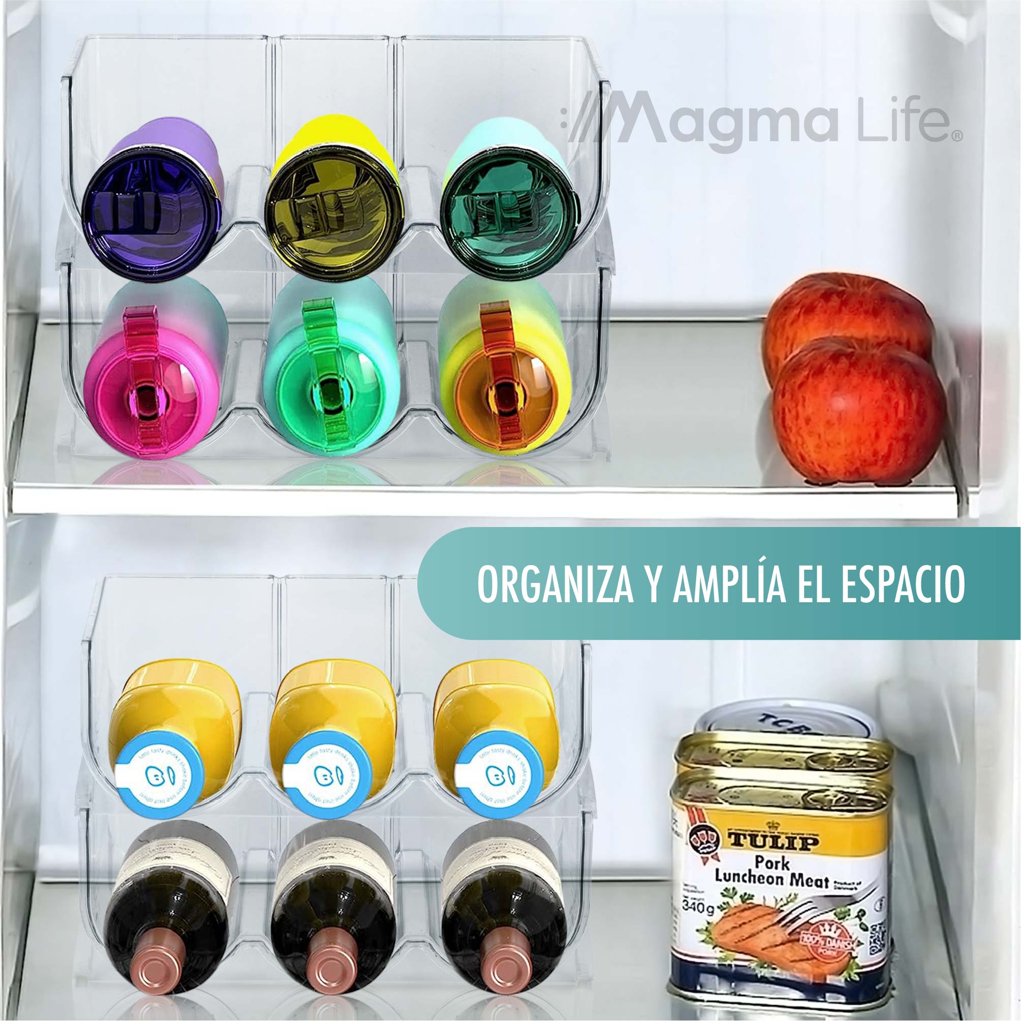 Foto 6 pulgar | Magma Life Organizador Acrílico Apilable Para 12 Botellas  Ideal Para Refrigerador O Alacena
