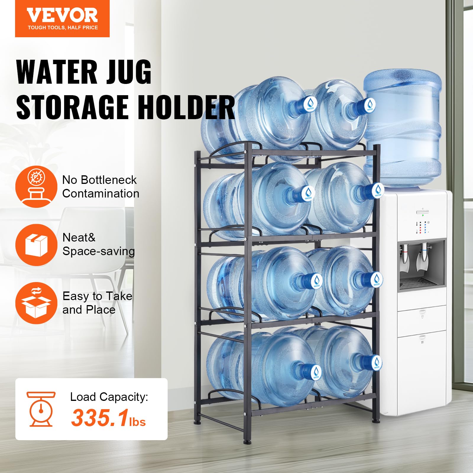 Foto 3 pulgar | Soporte Para Jarras De Agua Vevor  4 Niveles  Doble Fila  5 Galones  Negro - Venta Internacional.