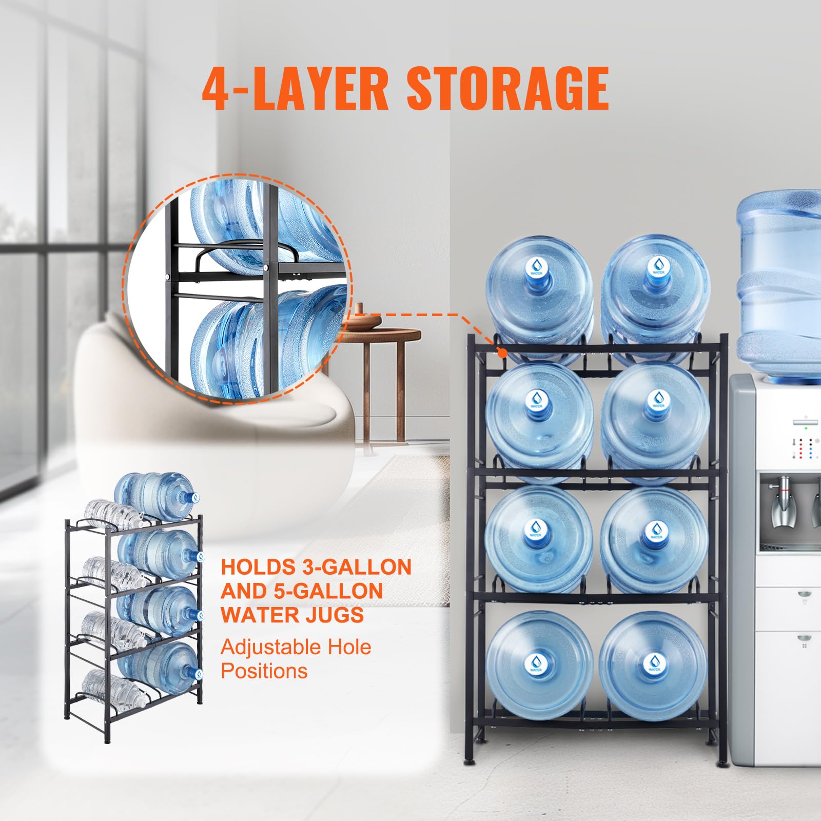 Foto 3 | Soporte Para Jarras De Agua Vevor  4 Niveles  Doble Fila  5 Galones  Negro - Venta Internacional.