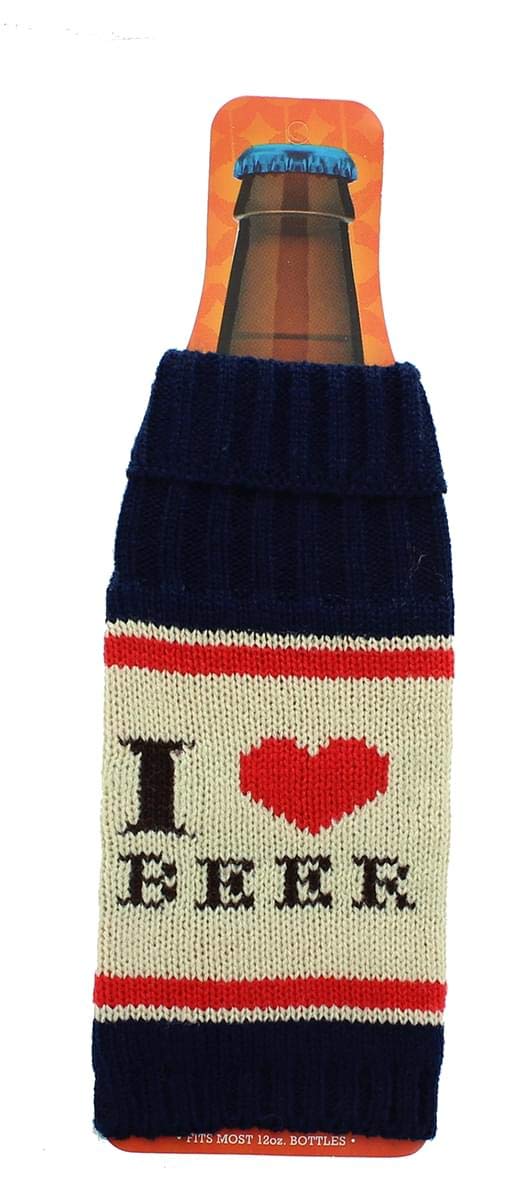 Foto 2 pulgar | Botella De Cerveza Cozy The Coop Knit I Love Beer Azul  Blanco Y Rojo - Venta Internacional.