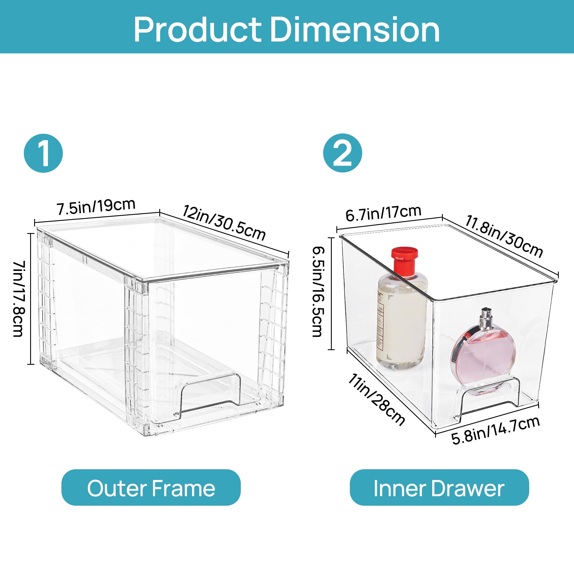 Foto 7 | Cajones De Almacenamiento Vtopmart, Grandes, Apilables, De Acrílico Transparente, 4 Unidades - Venta Internacional.