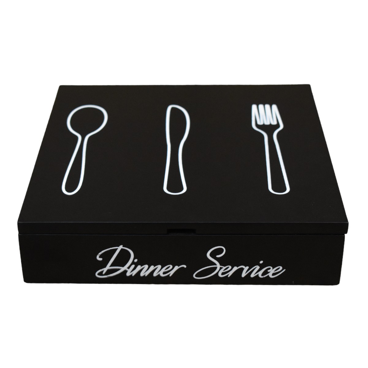 Cajón Porta Cubiertos Con Tapa Diner Service Negro