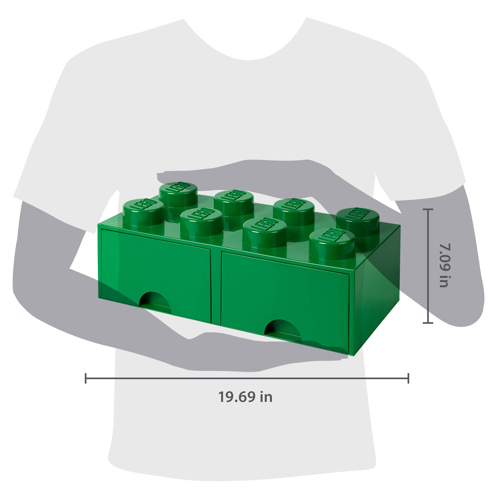 Foto 3 pulgar | Caja De Almacenamiento Lego Brick Con 8 Pomos Y 2 Cajones, Color Verde Oscuro - Venta Internacional.