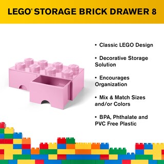 Foto 4 | Caja De Almacenamiento Lego Brick Con 8 Pomos Y 2 Cajones, Color Rosa Claro - Venta Internacional.