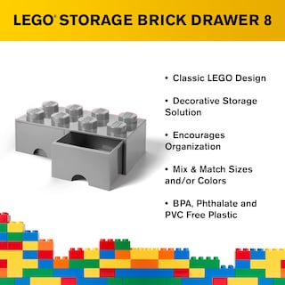 Foto 4 | Caja De Almacenamiento Lego Brick Con 8 Pomos Y 2 Cajones Color Gris - Venta Internacional.