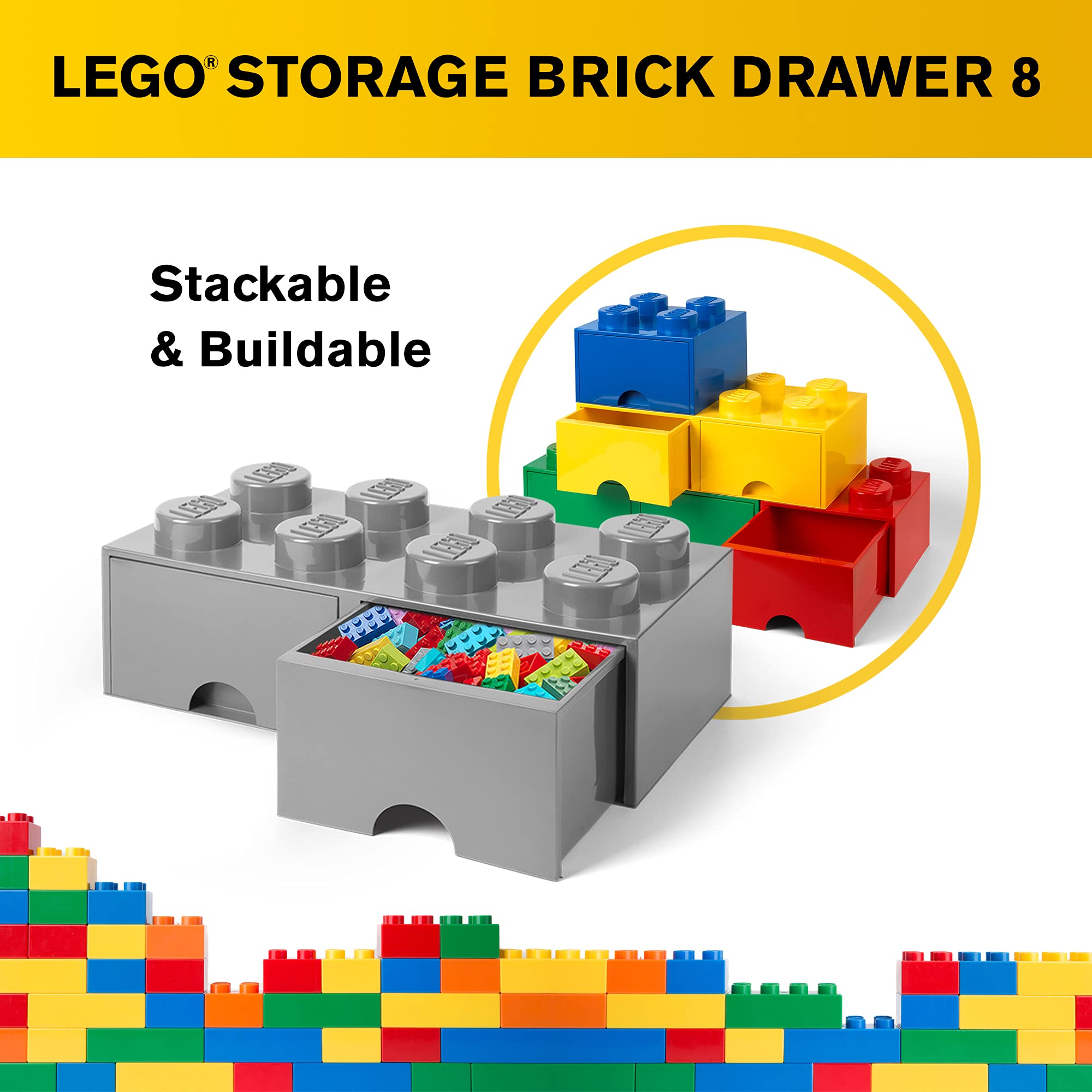 Foto 7 pulgar | Caja De Almacenamiento Lego Brick Con 8 Pomos Y 2 Cajones  Color Gris - Venta Internacional.