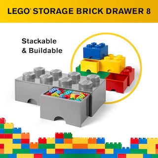 Foto 6 | Caja De Almacenamiento Lego Brick Con 8 Pomos Y 2 Cajones Color Gris - Venta Internacional.