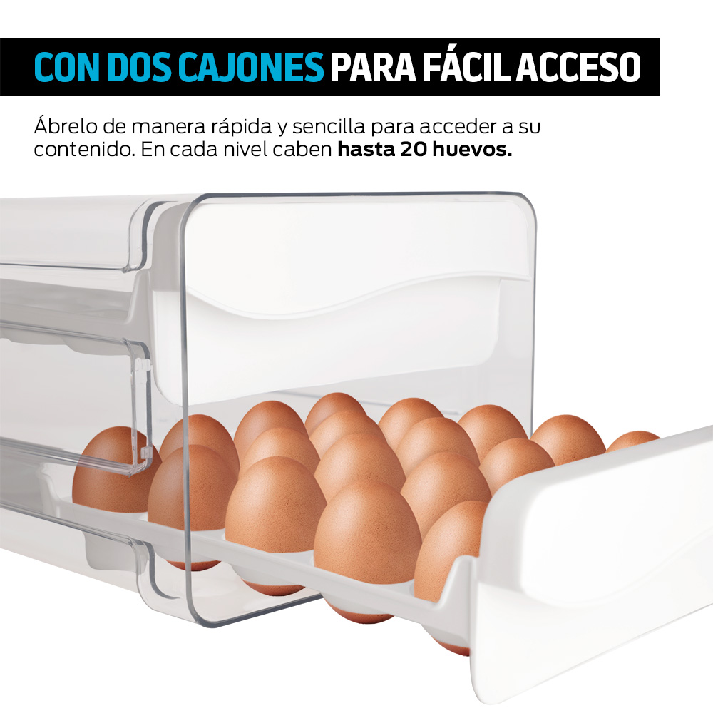 Foto 6 pulgar | Organizador De 40 Huevos Con 2 Cajones Para El Refrigerador Y Cocina , Redlemon, 83620, Transparente