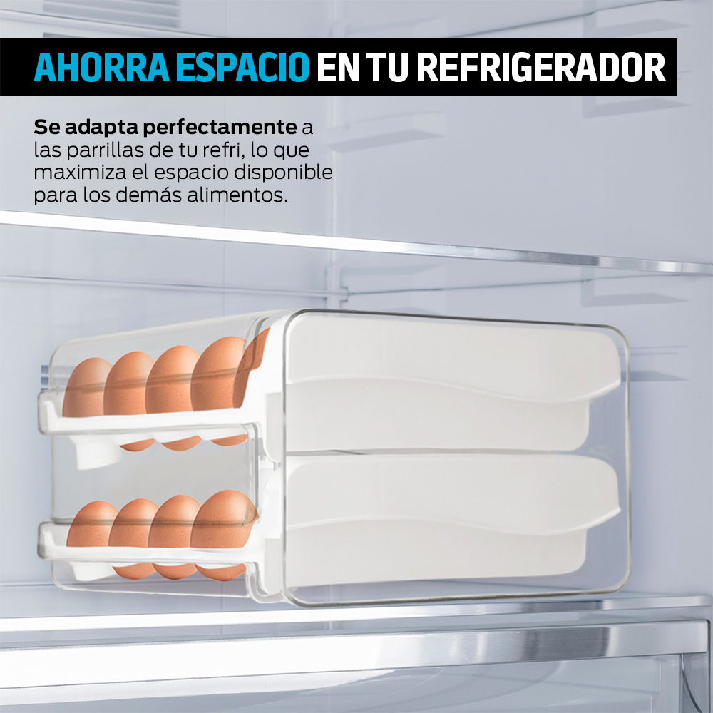 Foto 7 pulgar | Organizador De 40 Huevos Con 2 Cajones Para El Refrigerador Y Cocina , Redlemon, 83620, Transparente