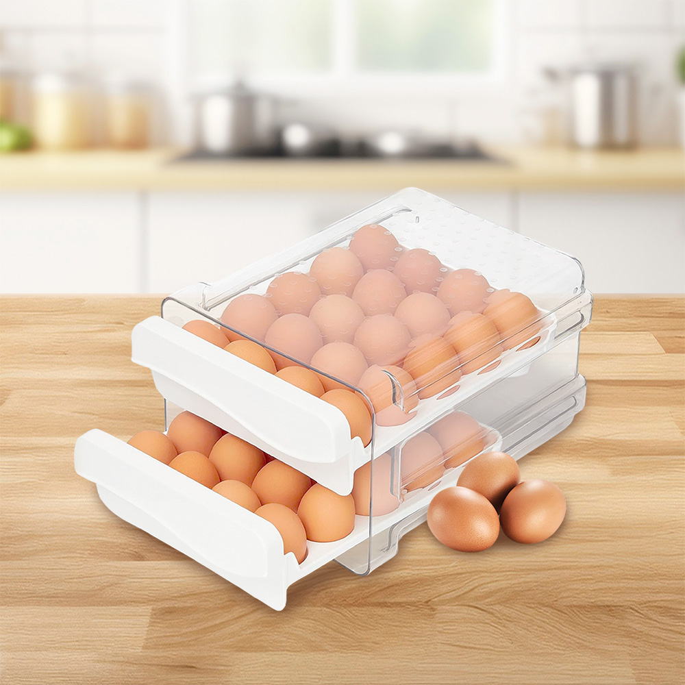 Foto 7 | Organizador De 40 Huevos Con 2 Cajones Para El Refrigerador Y Cocina , Redlemon, 83620, Transparente