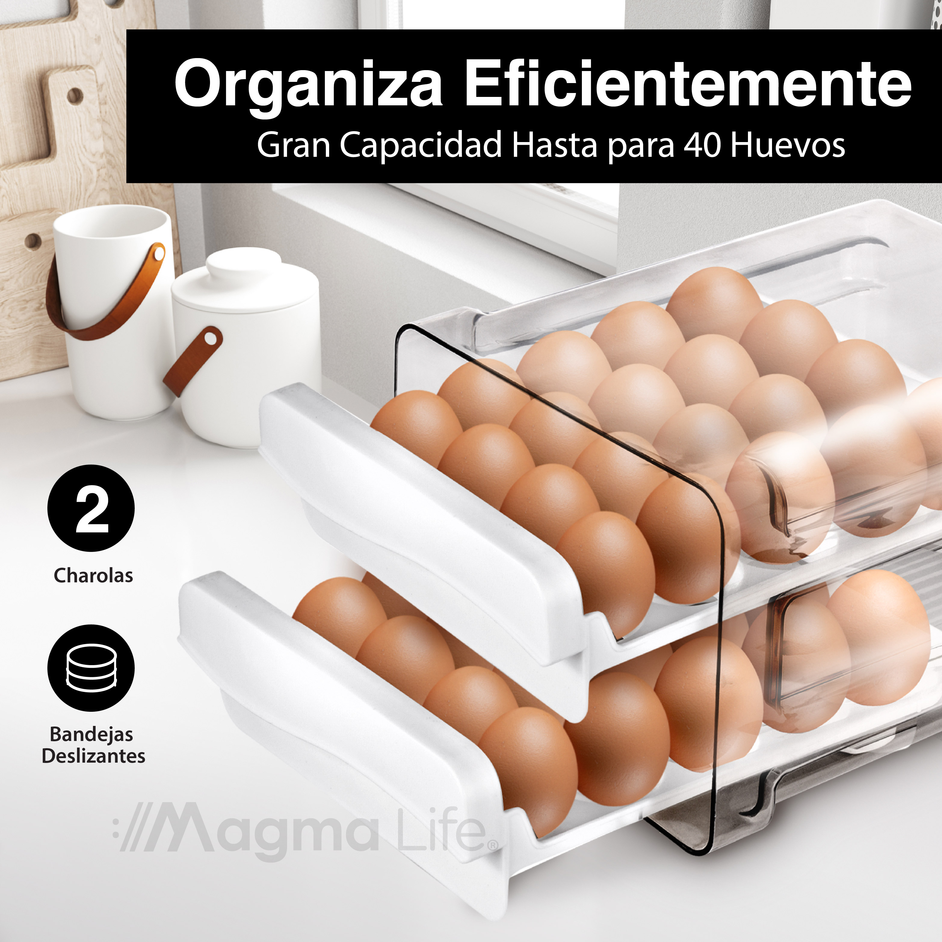 Foto 3 pulgar | Organizador de Huevos Magma Life con 2 Cajones para 40 Piezas