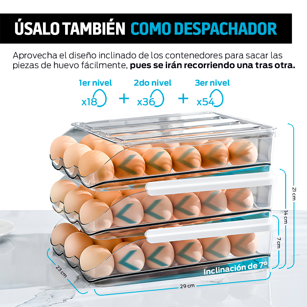 Foto 5 pulgar | Organizador de 54 Huevos Redlemon con 3 Cajones para Refrigerador Y Cocina